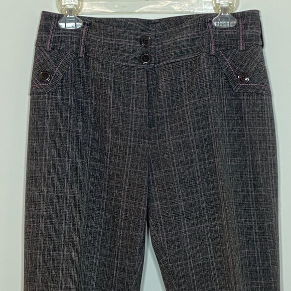 Women Dark Grey Plaid Dress Pants Petite US S - Picture 3 of 9